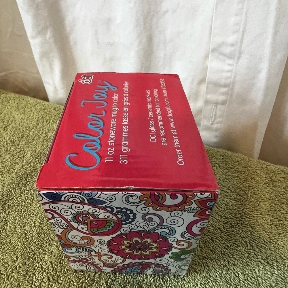 New Color Joy 11oz Stoneware Mug To Color Paisley Floral Theme Craft Kit